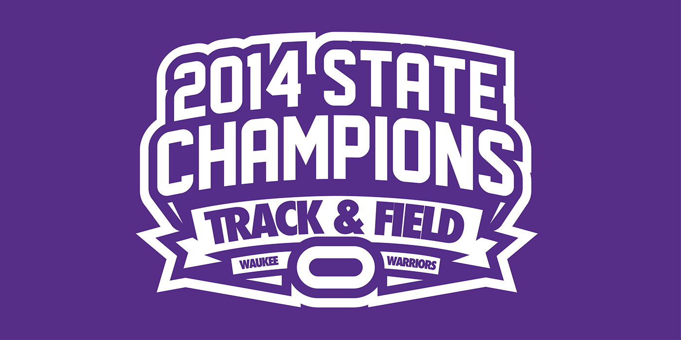 waukee warriors boys track state Championship logo design sports branding 