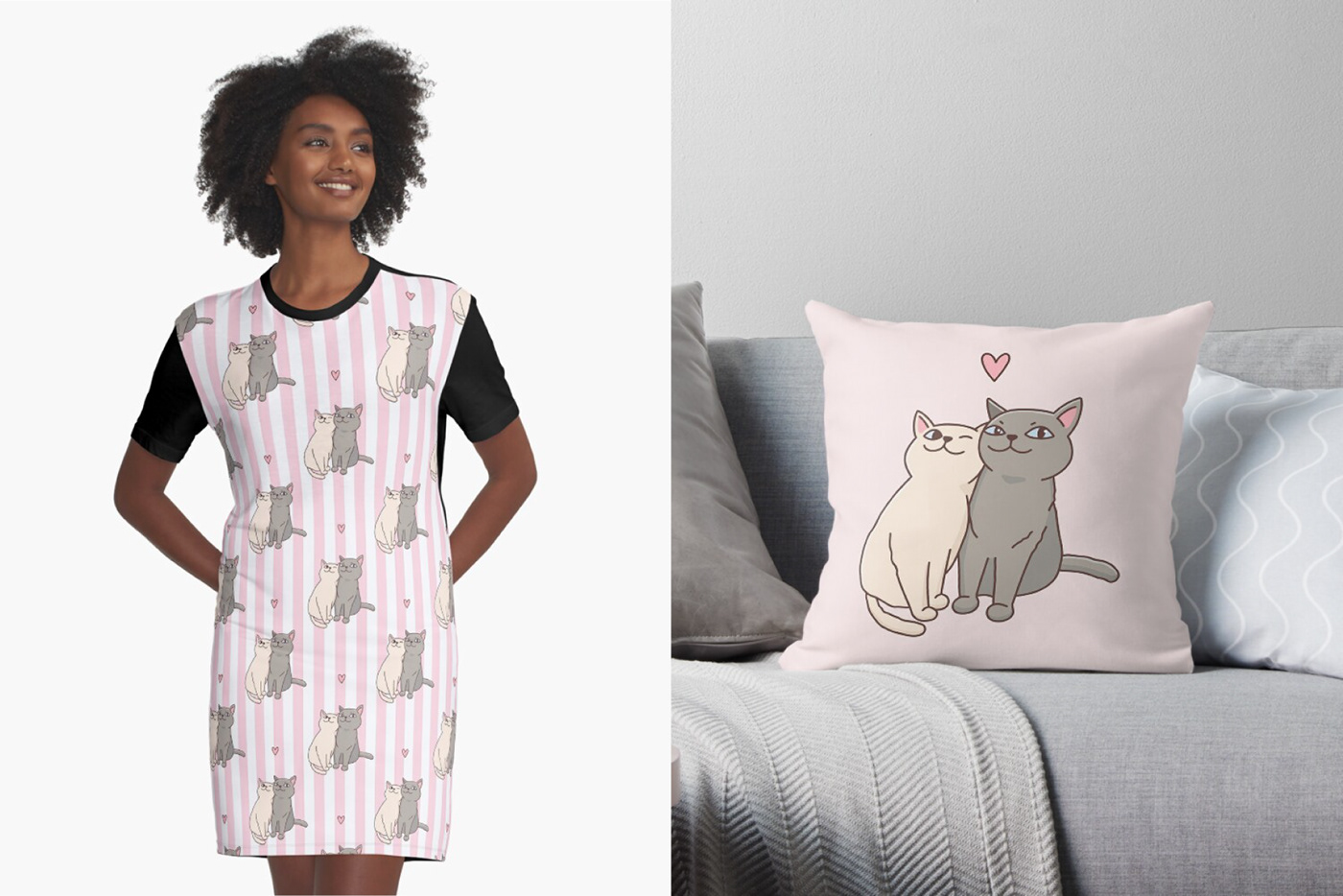 Cat animal ILLUSTRATION  Digital Art  Character design  adobe illustrator seamless pattern surface design textile kitty