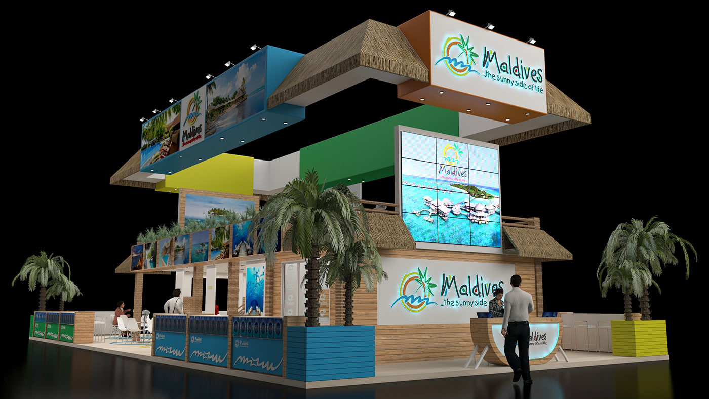 Maldives Stand exhibition stand design colorful beach