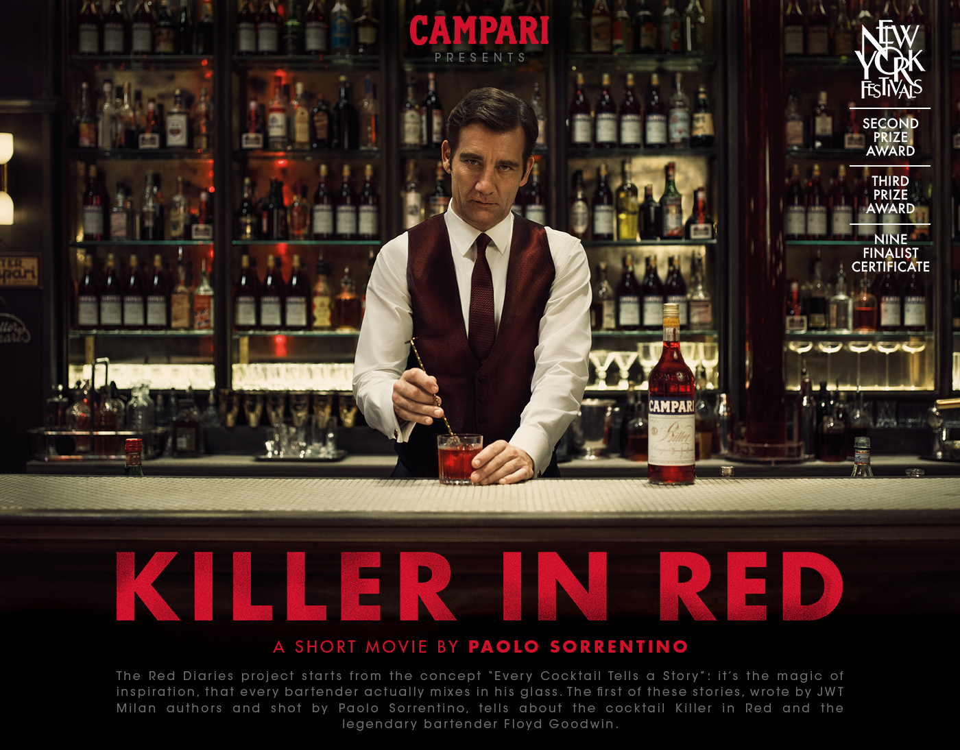 Campari killer in red Paolo Sorrentino commercial Photography  storytelling   plot story copywriting  inspire