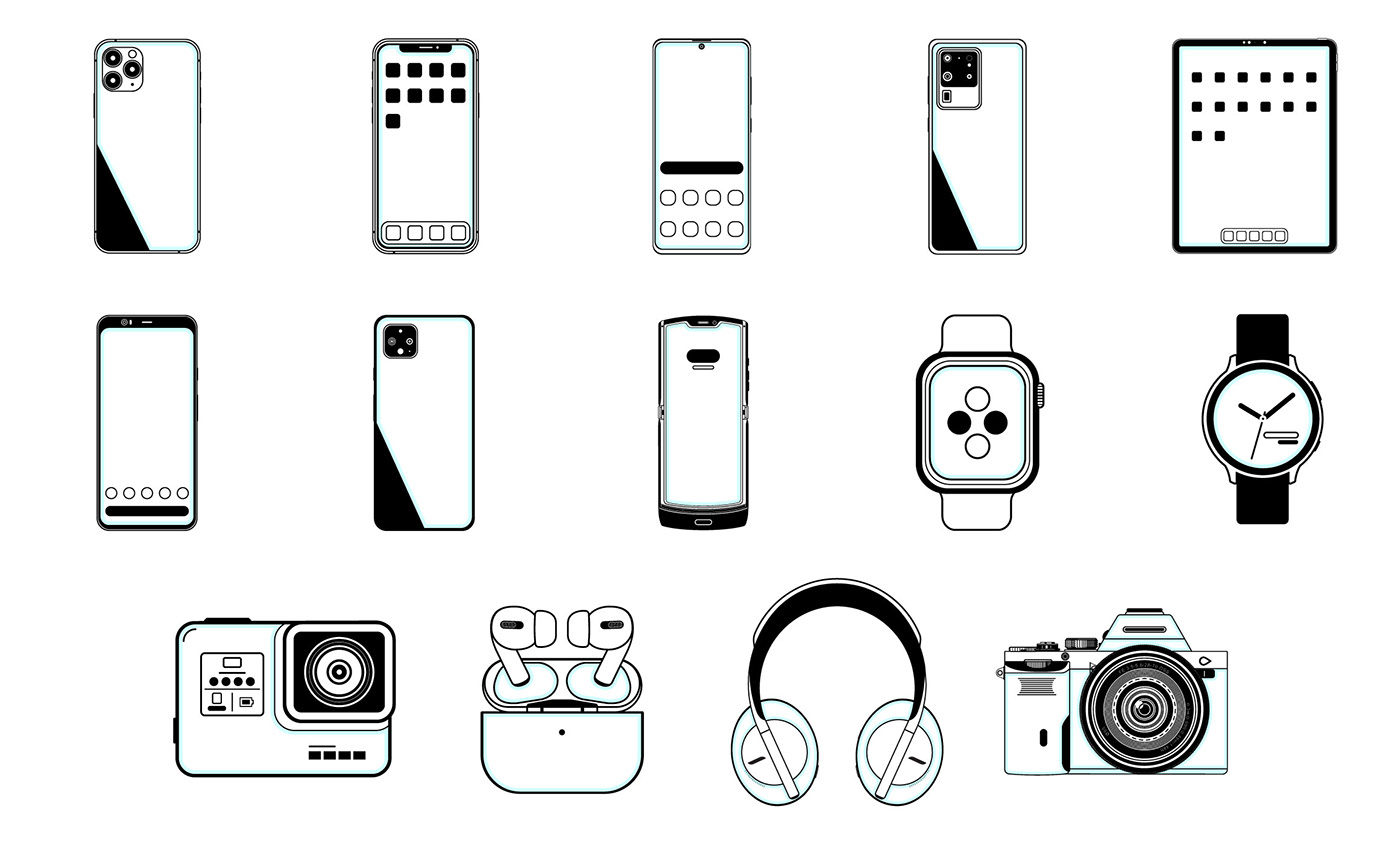 devices download free gadgets icons Illustrator smartphone vectors