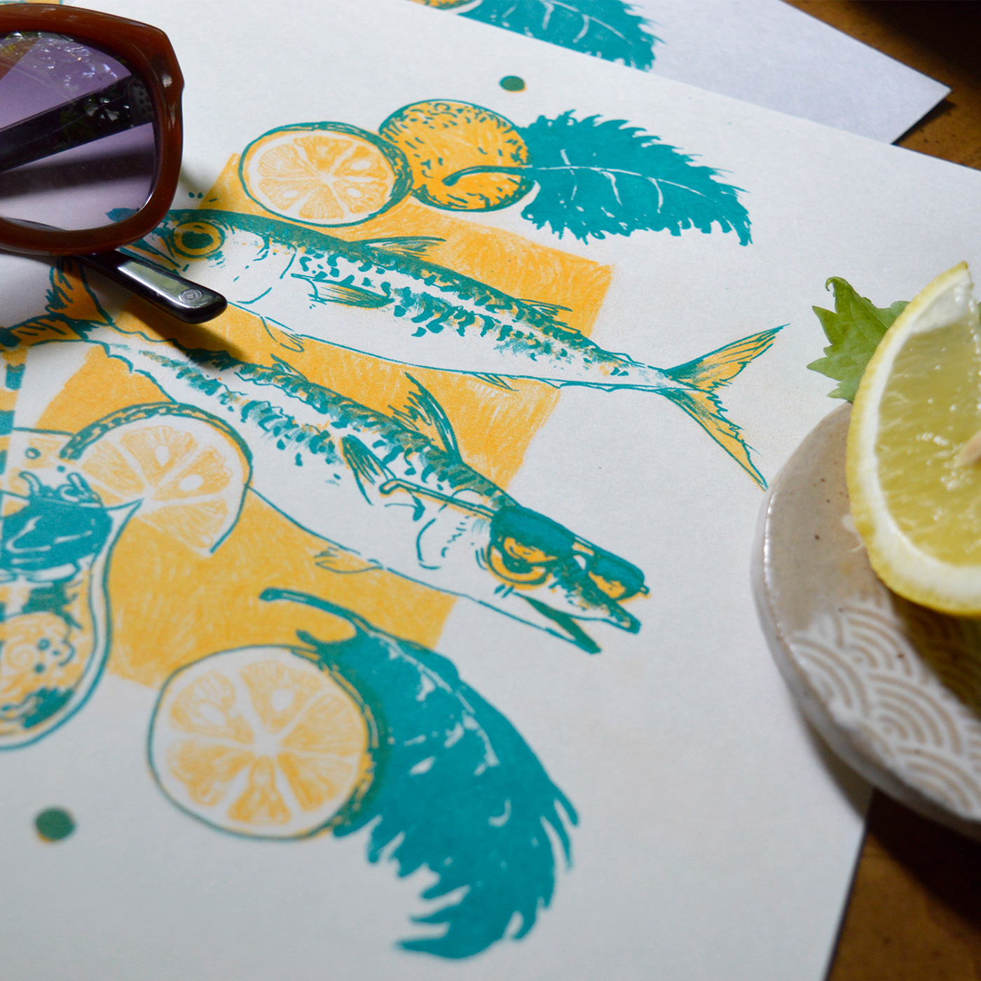risograph printmaking fish Riso