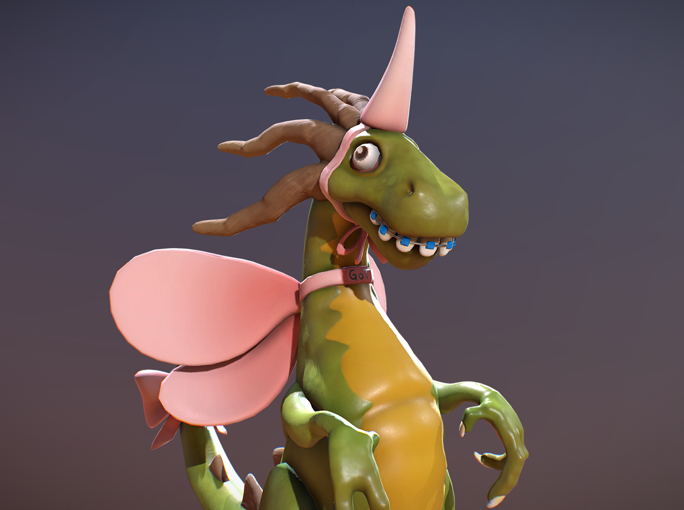 unicorn dragon toon goofy Character 3D design CGI
