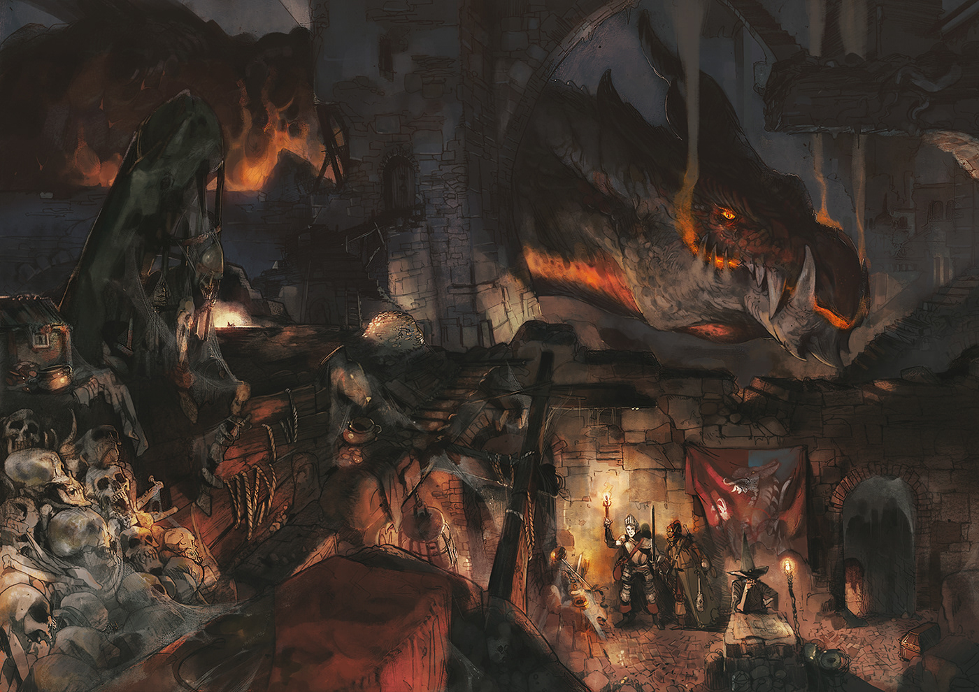 fantasy characters Enviroments scene knight dragon Dungeon maze Tree  giant