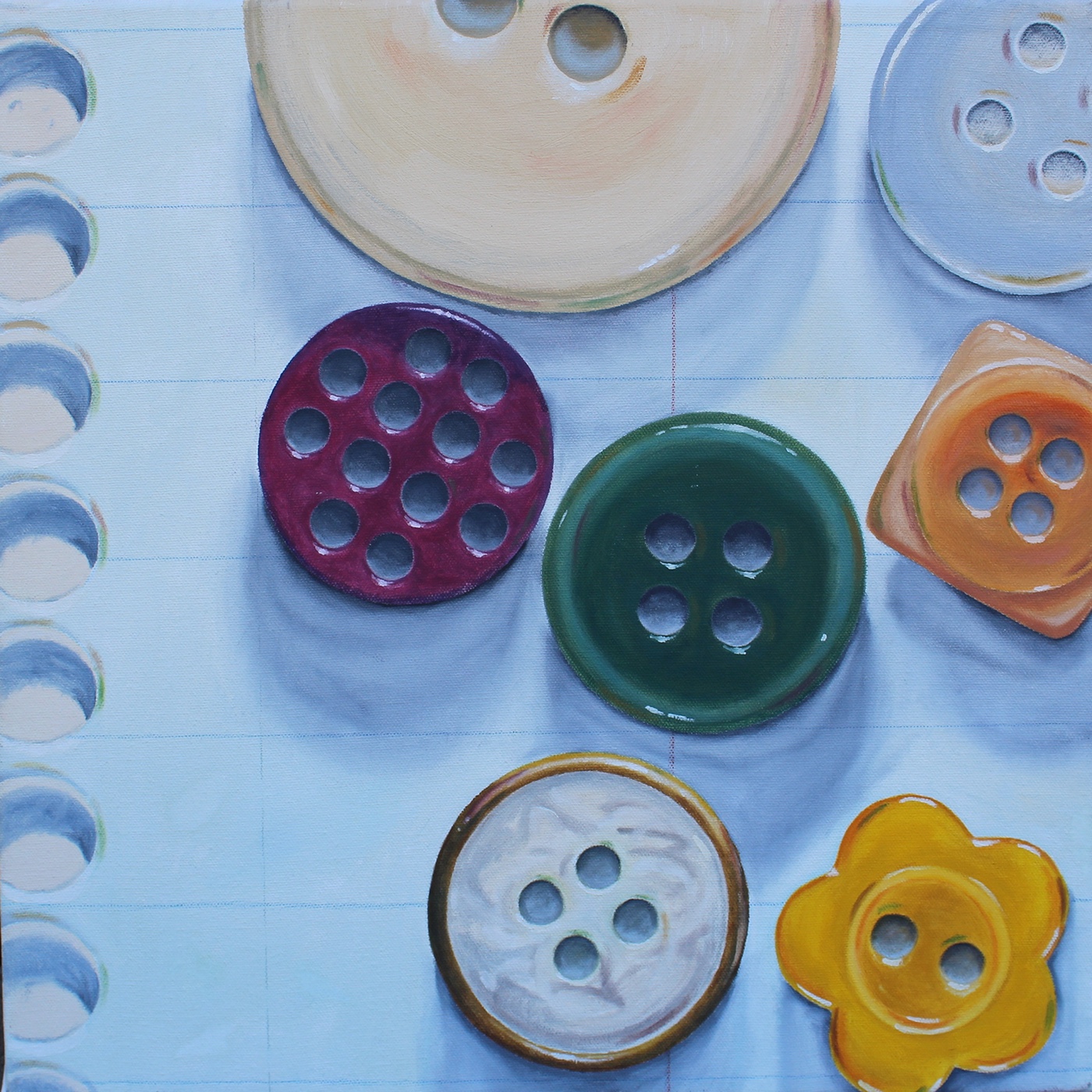 oil oil paint painting   buttons lined paper
