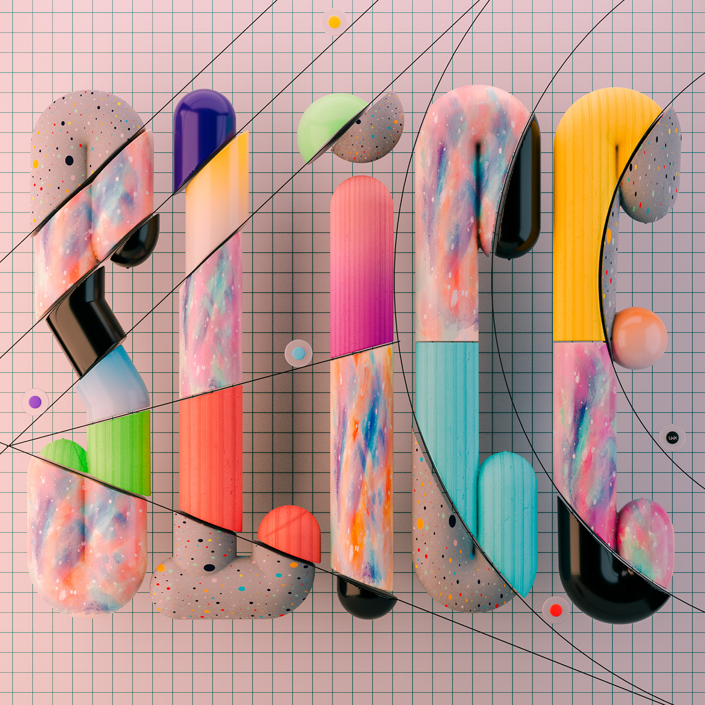 3dart 3dsculpture 3DType colorful cut handmadetextures line art scissors typography   vector