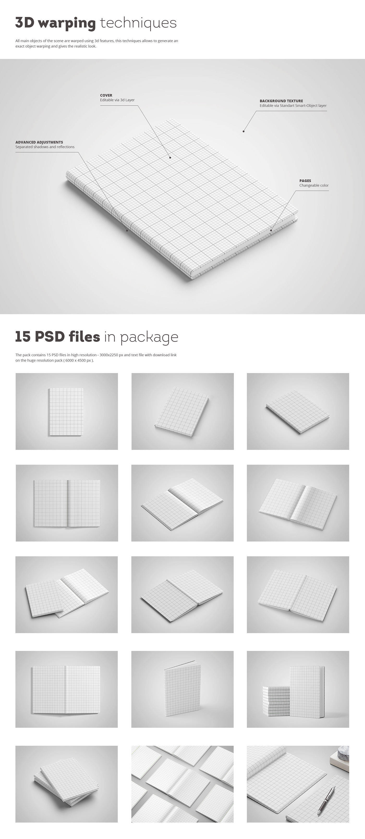 sketchbook notebook book mockup mock-up 3D planner brochure a4 a5 wedding