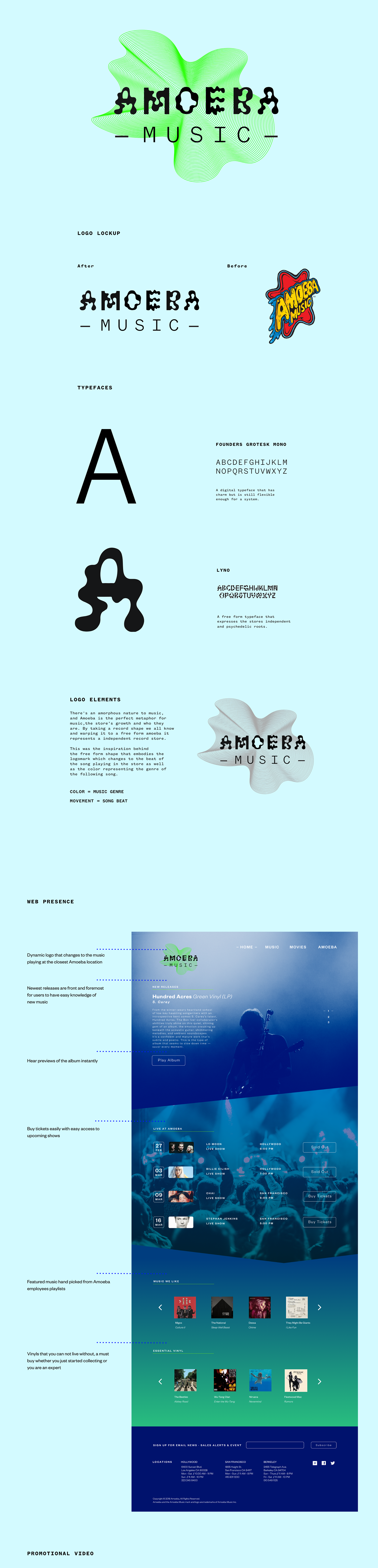 music Rebrand graphic design  dynamic logo logo amoeba music