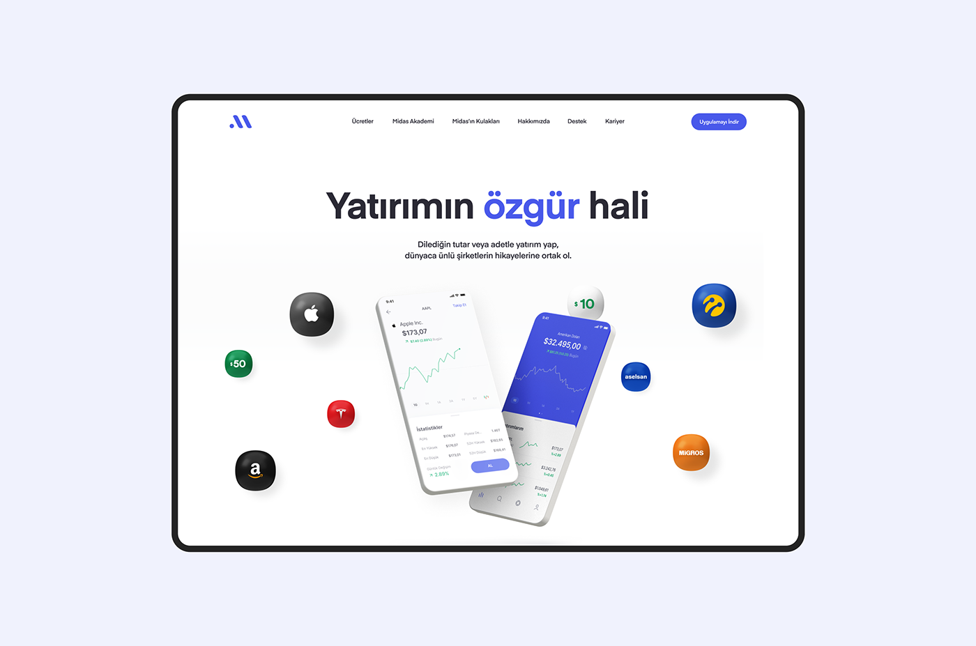 finance finance app Investment Midas purple Turkey UI ux Website