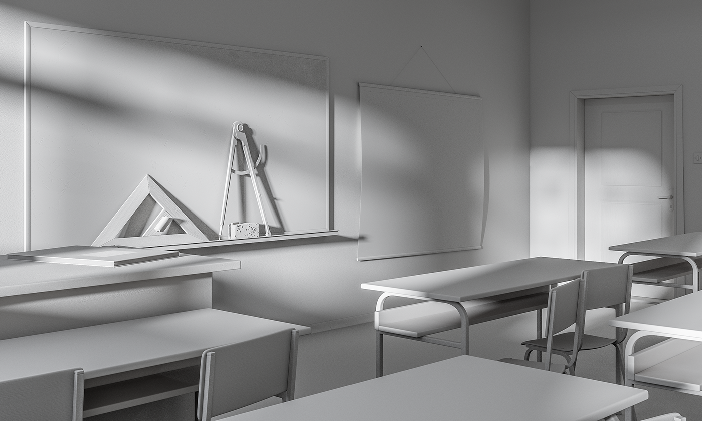 classroom school architecture Interior Render CGI Digital Art  ILLUSTRATION  vray modo