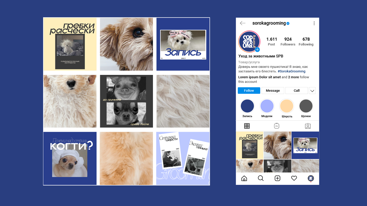 grooming dog Pet animal Logo Design brand identity Social media post Socialmedia post visual identity