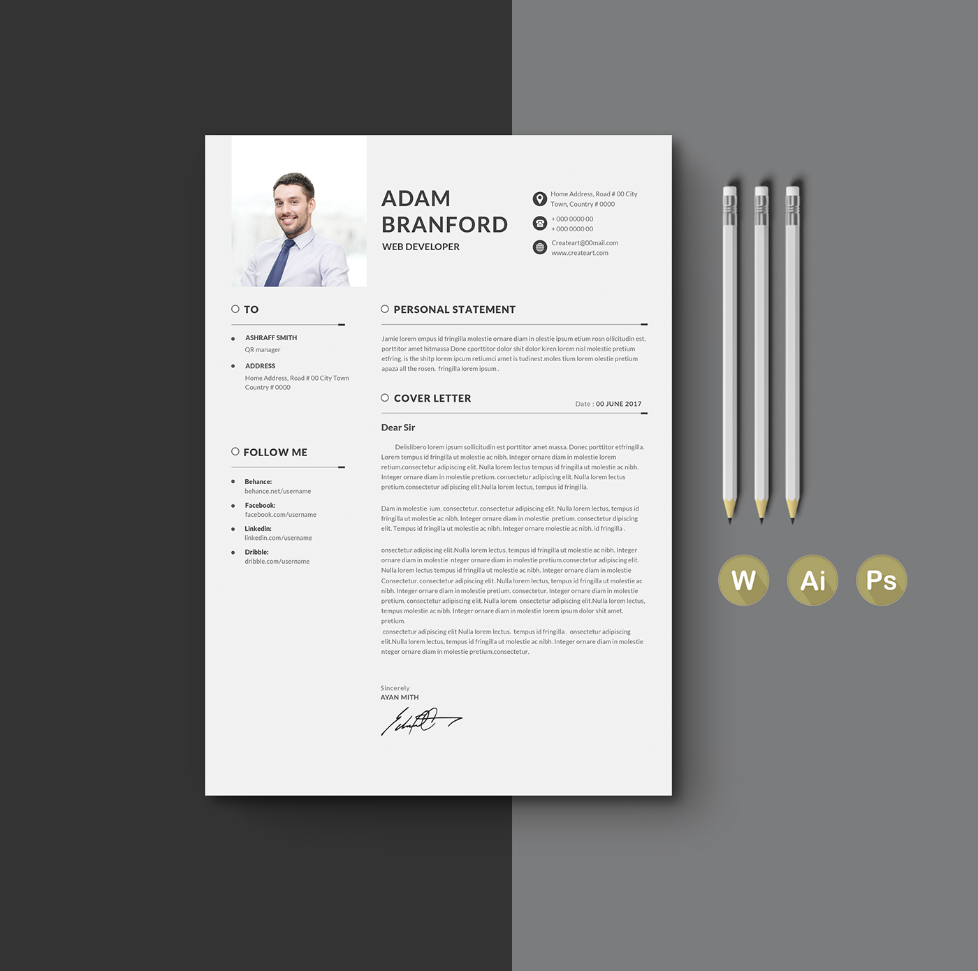 magazine Modern Design official print professional Resume simple standard Web White