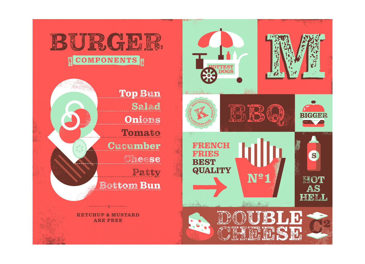 Typeface fonts free typedesign woodcut print woodprint letterpress rough burger