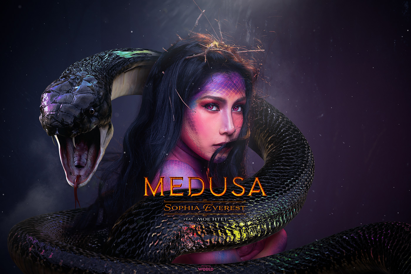 medusa snake music poster design Sophia Everest yangon myanmar