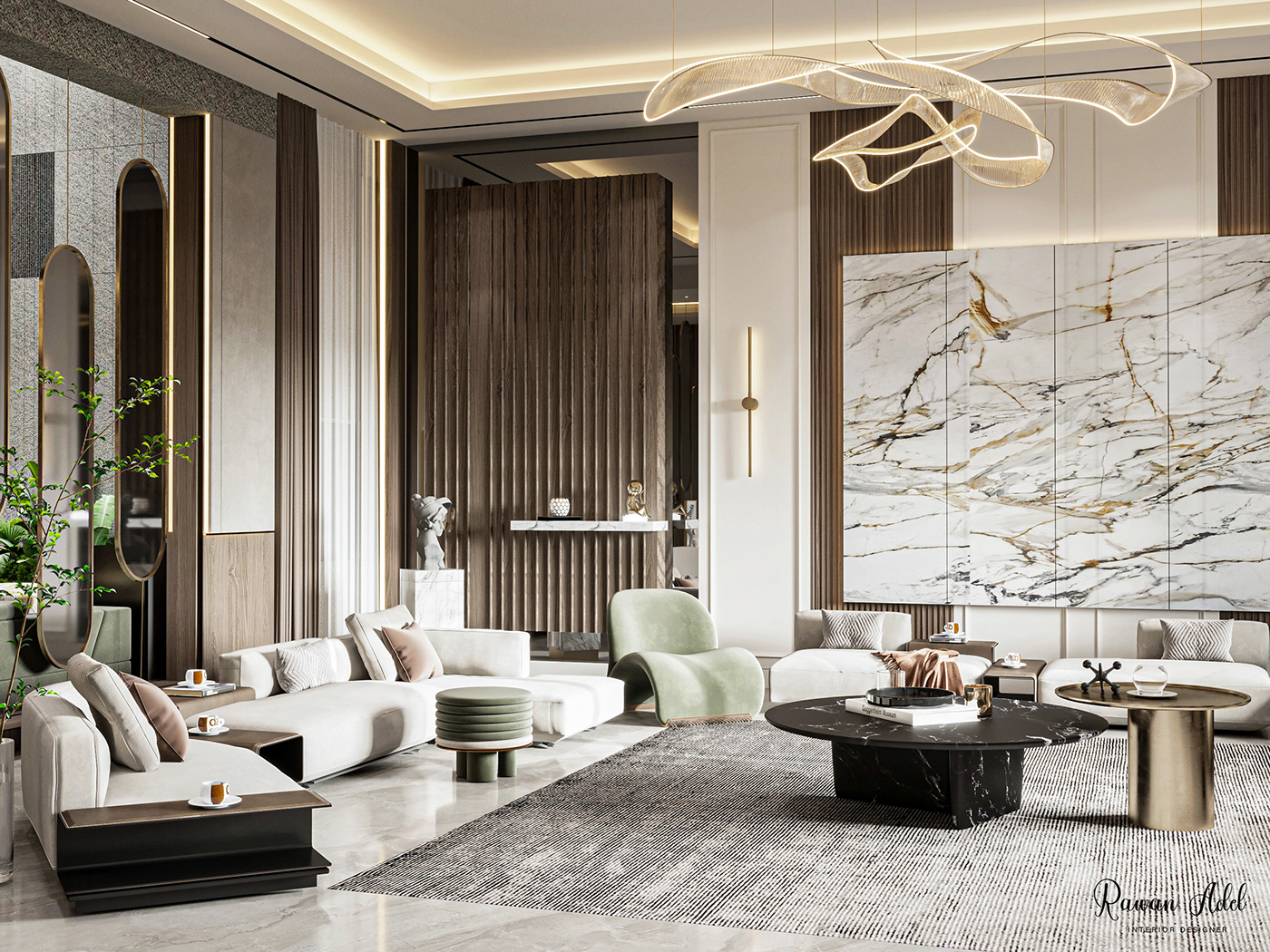 3D 3ds max architecture Interior interior design  living room luxury modern reception design visualization