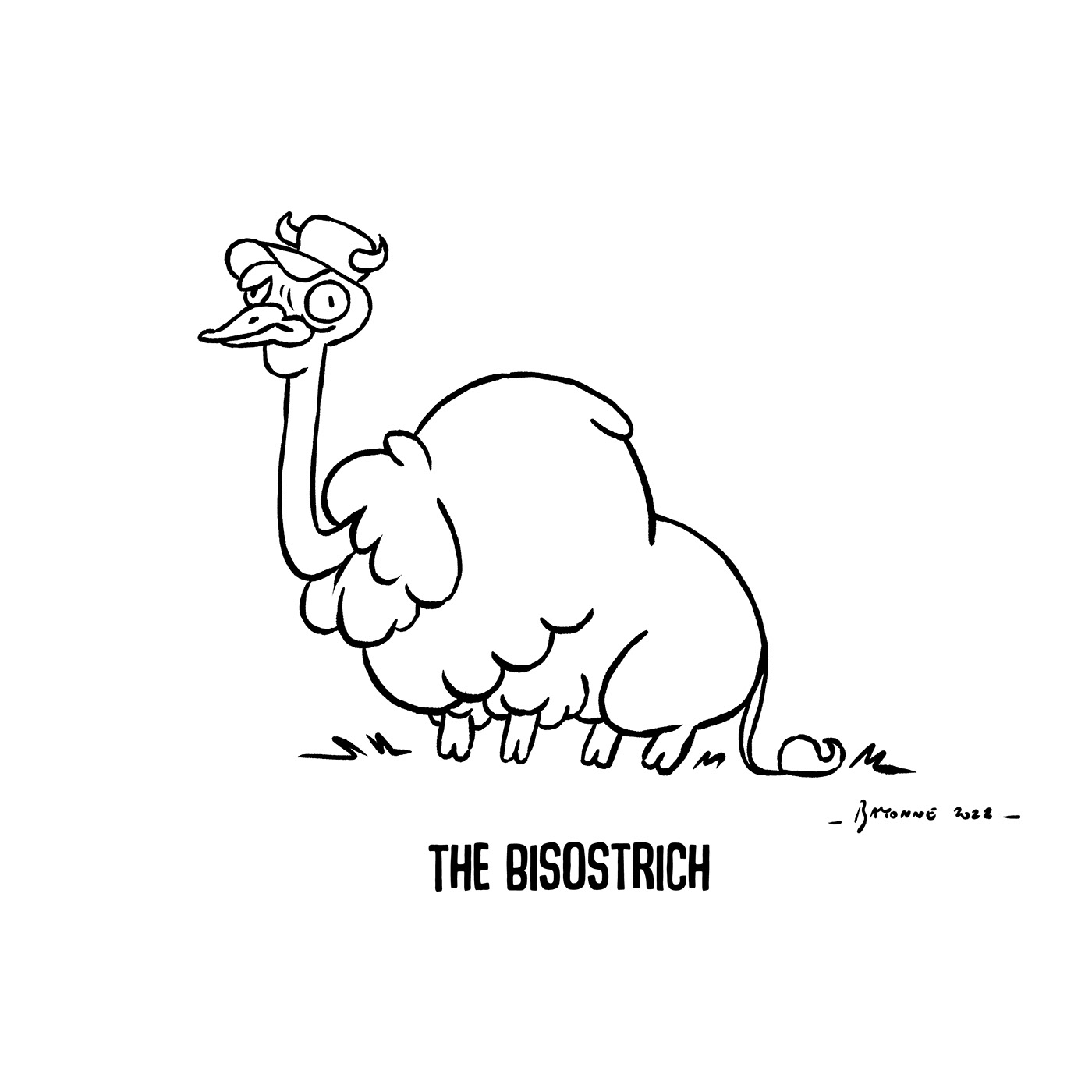 animal cartoon Character Character design  hybrid bison CDChallenge characterdesignchallenge DigitalIllustration ostrich