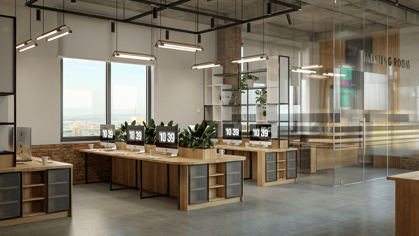Office Office Design 3d modeling 3D Visualization Render industrail design modern interior design  architecture visualization
