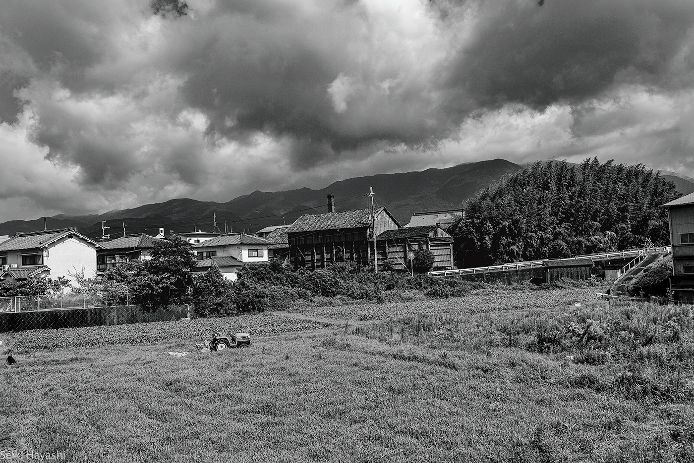 black and white countryside japan monochrome Nara Street wakayama