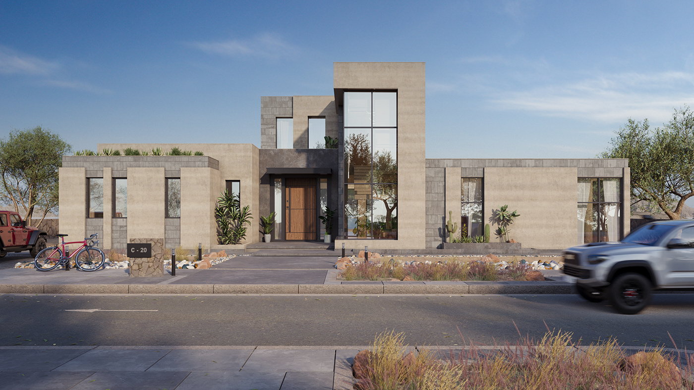 sea Pool architecture visualization design Render modern Villa exterior 3д