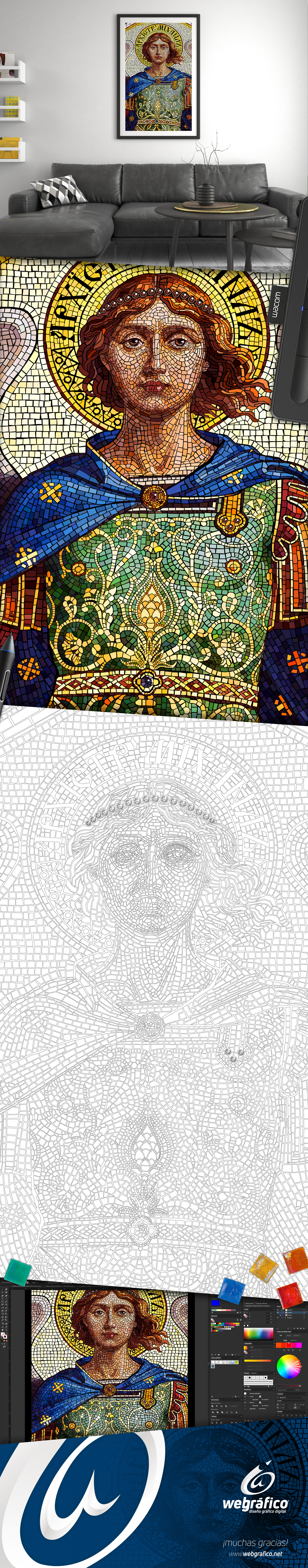 Ilustración digital vectorial de San Miguel Arcángel 