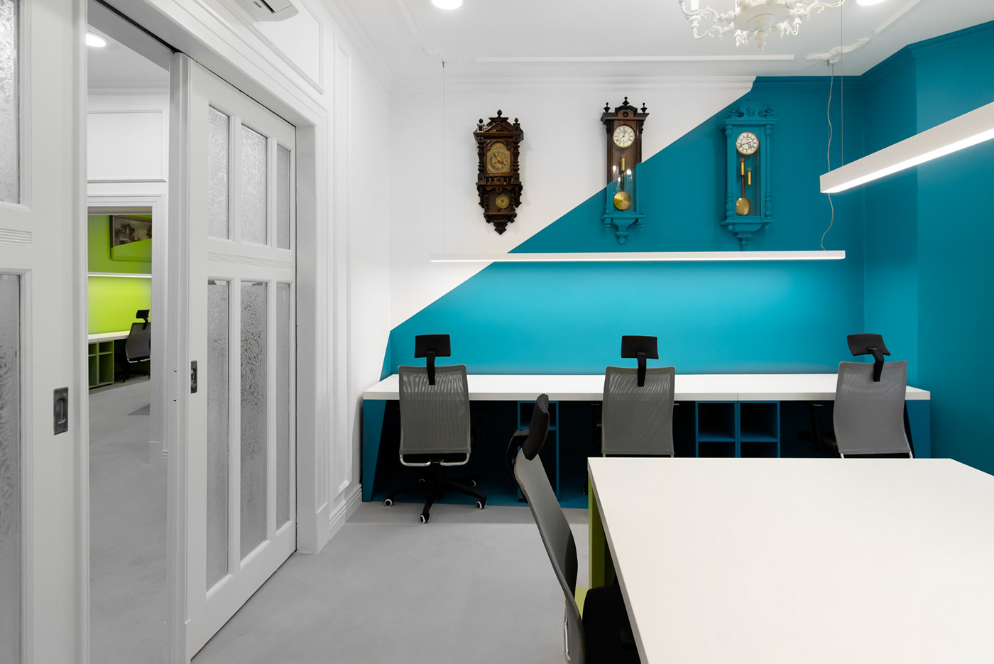 blue color colour interior design  minimal modelina architekci Office Office Design painting  