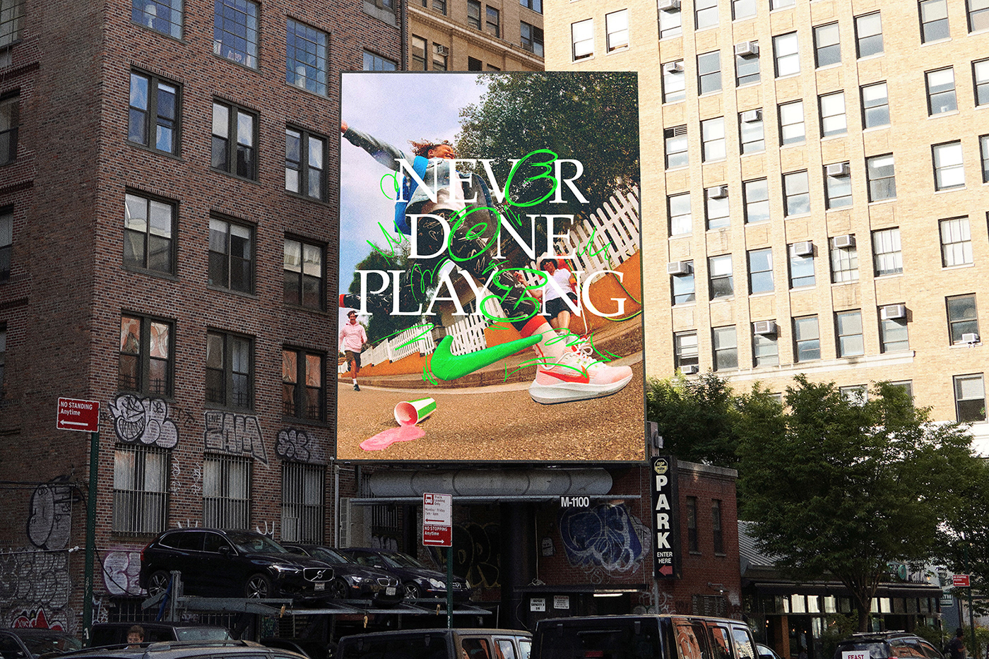 3D brand identity campaign ILLUSTRATION  kids motion graphics  never done Nike playing typography  