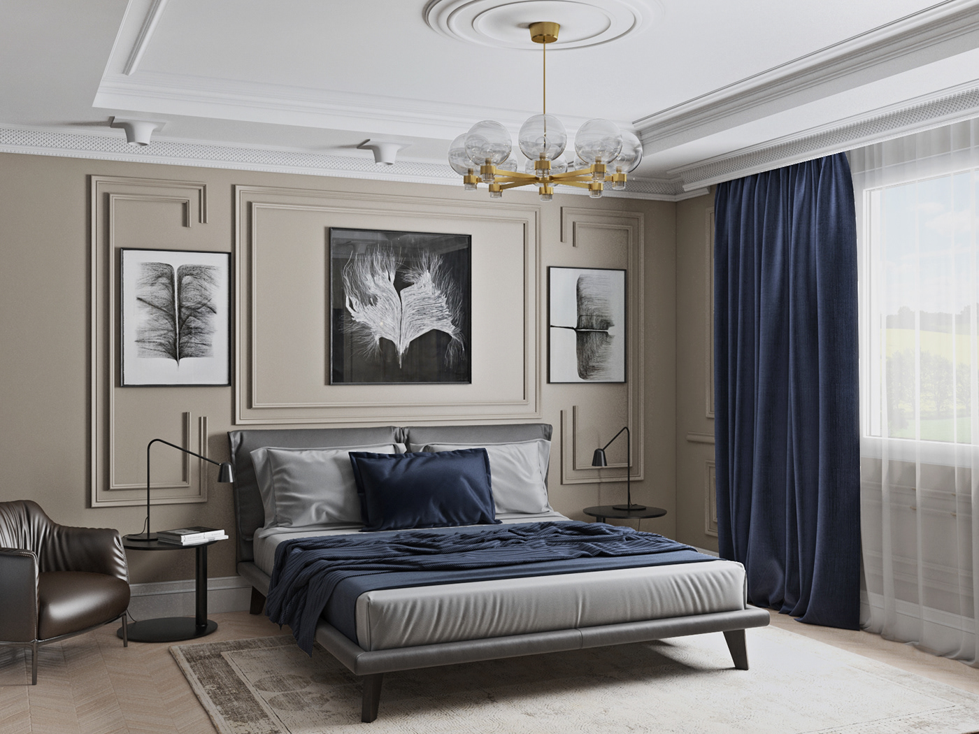 badroom neoclassic design Classic Interior room спальня неоклассика   дизайн интерьер