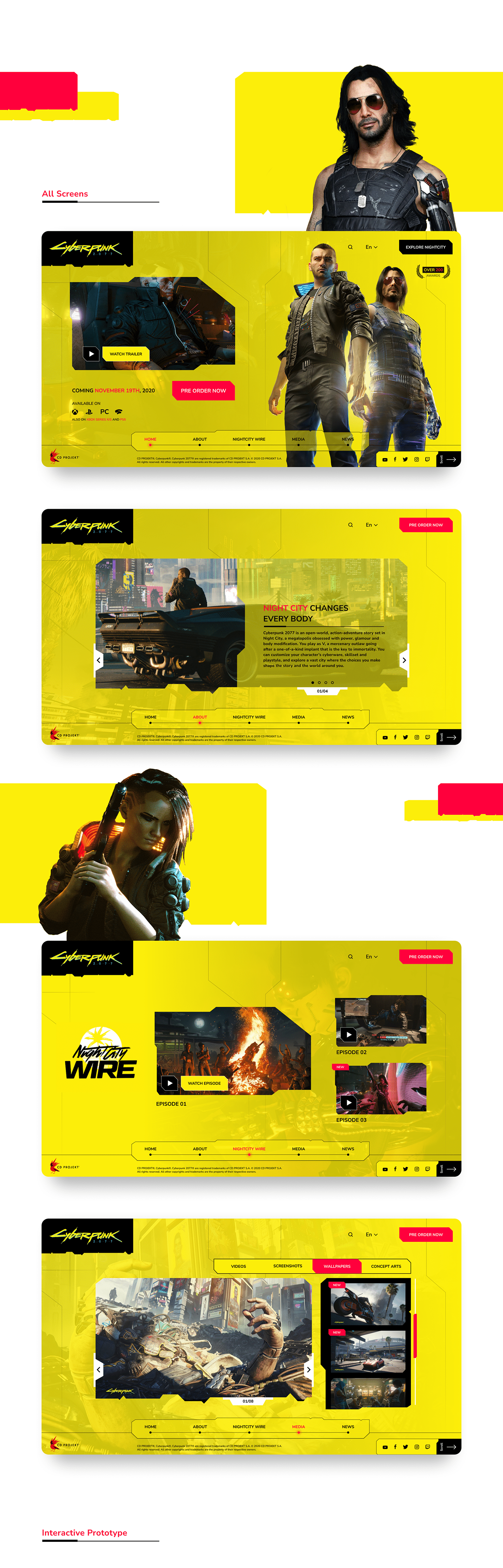Cyberpunk cyberpunk 2077 game Interaction design  keanu reeves Pravar Prasad ui design UX design Web Design  website redesign
