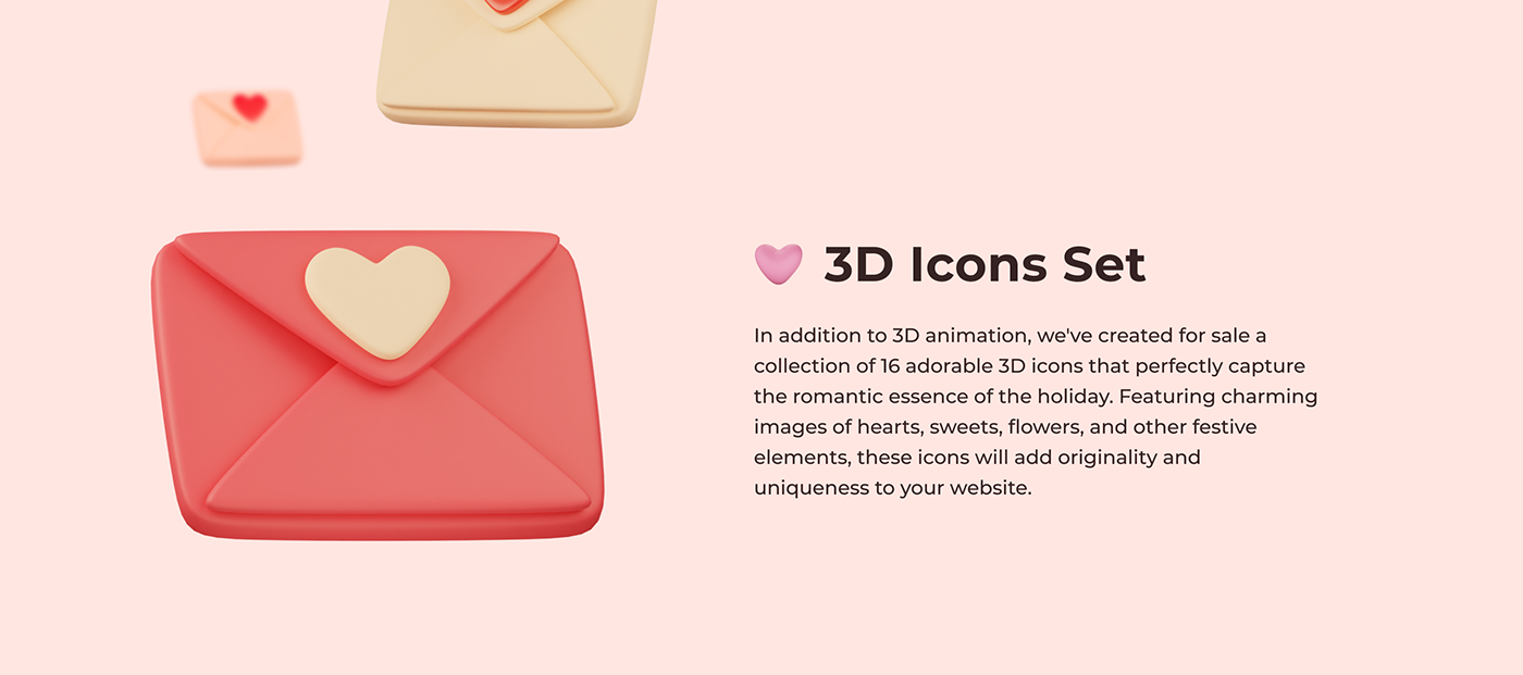 Valentine's Day Love romantic wedding user interface motion design 3d modeling blender3d animation  Graphic Designer