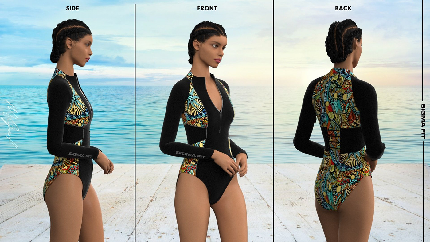 Swimwear Design Sportswear Clo3d Clo3D virtual garment clo3ddesigner Fashion  3D swimming fashion design garment design