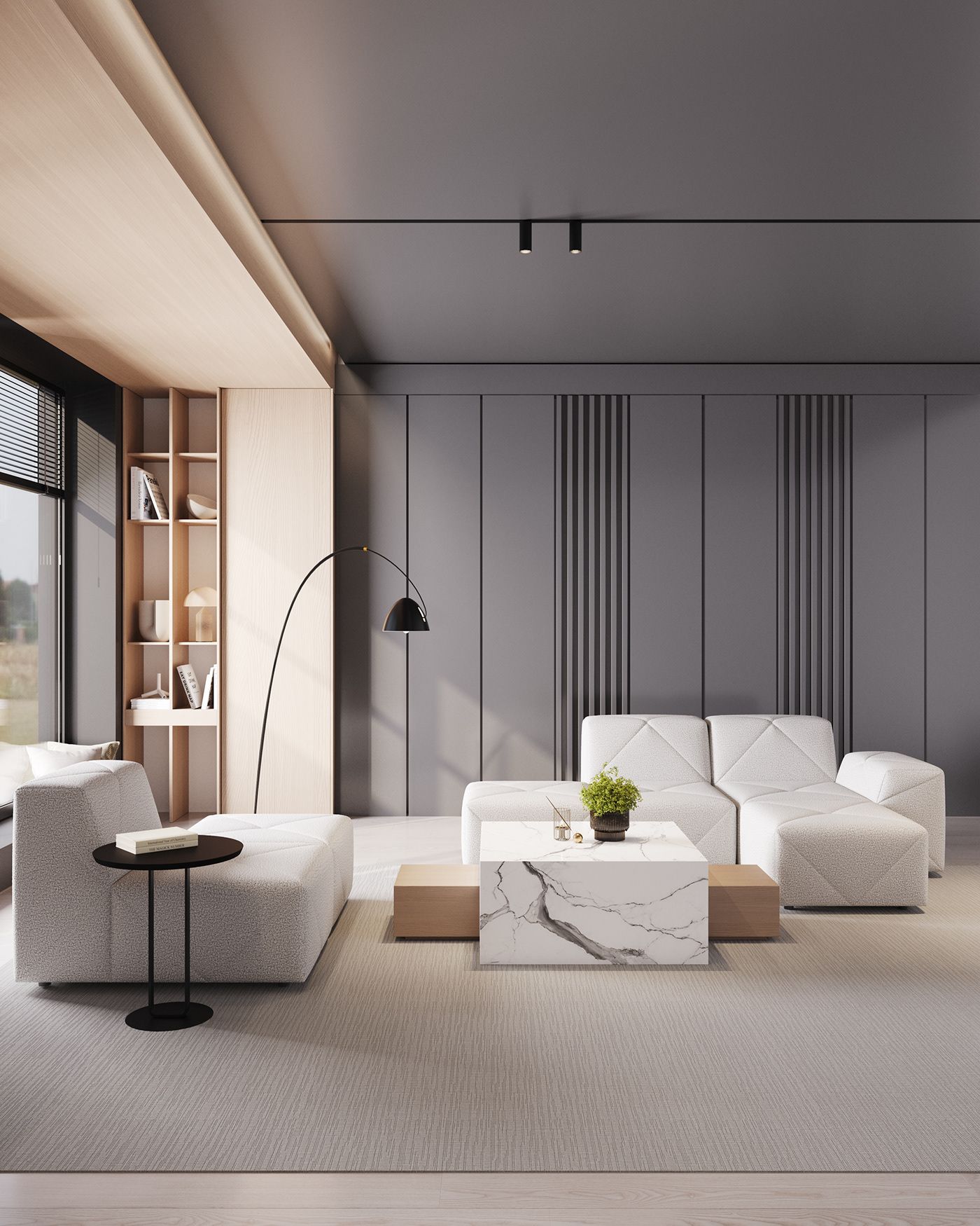 3ds max BFFsofa corona greyinterior interior design  Marble modern MOOOI panoramic visualization