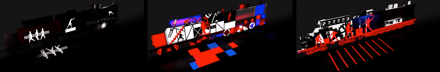 train Mapping projection museum railway constructivism Mayakovsky shapes Suprematism art