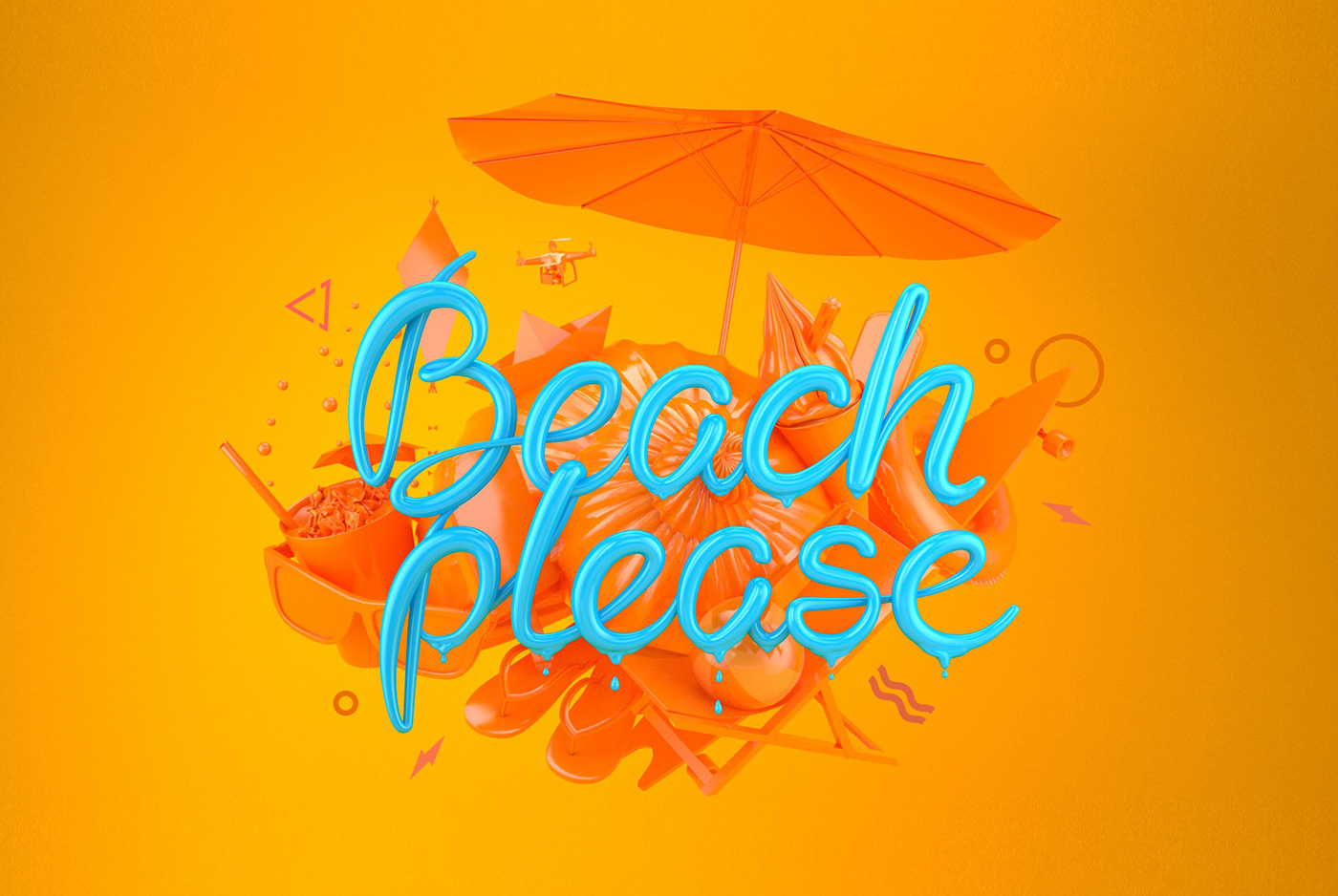 beach please BeachPlease bartosz morawski zobastudio bartoszmorawski zoba studio 3D set design key visual poster warm colorful color