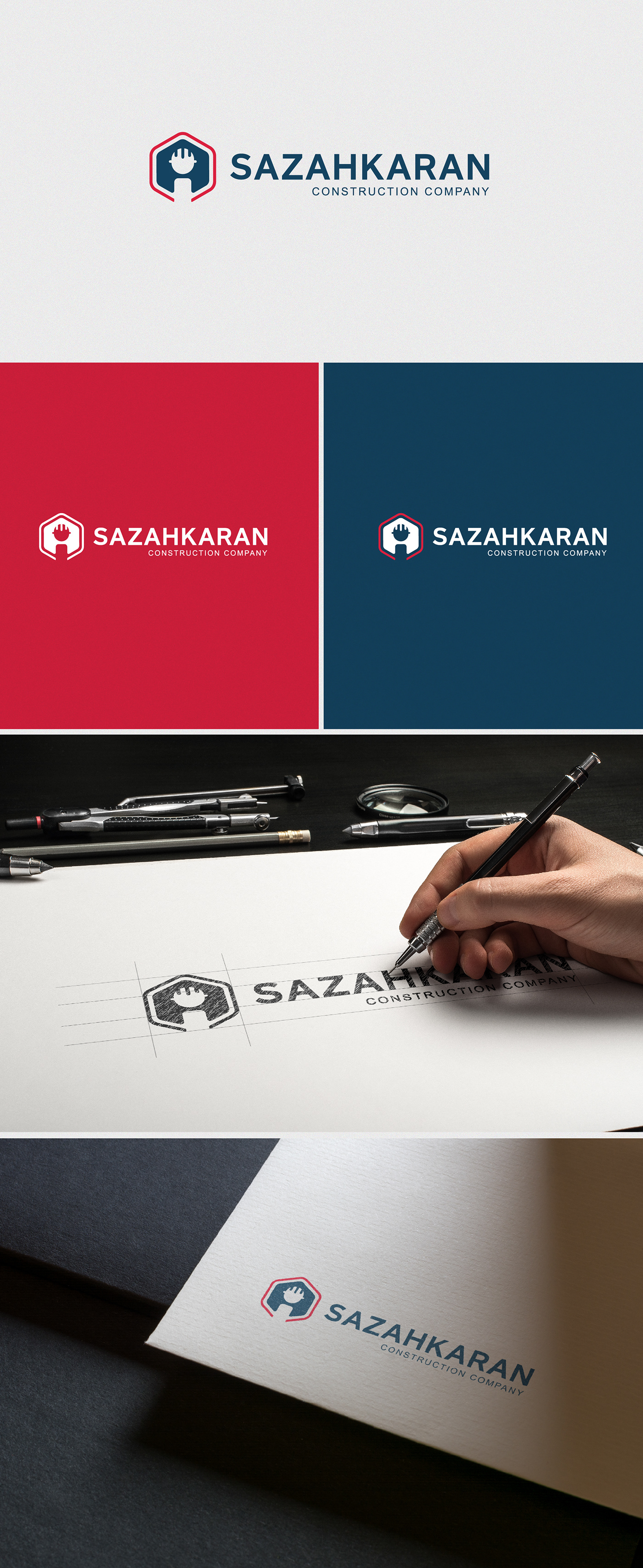 Logo Design Sazahkaran construction design logo