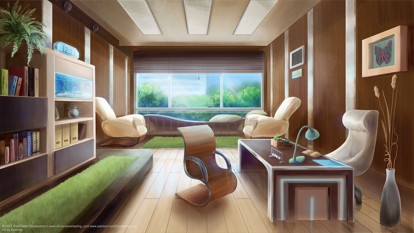novel indoor room shading anime art videogame background