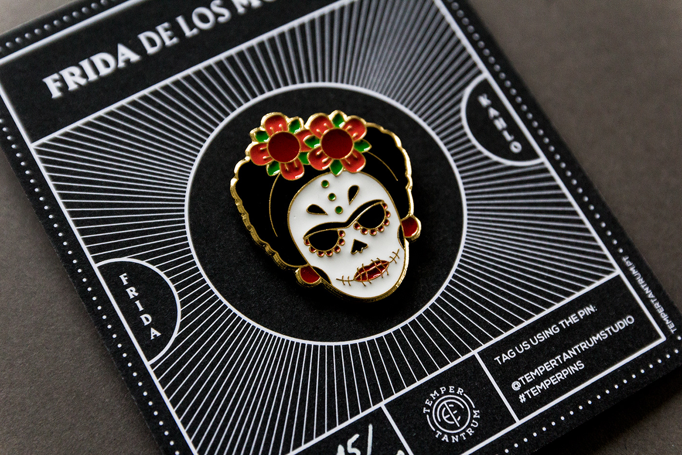 Enamel Pin pins shape Temper Tantrum frida kahlo Icon iconography ILLUSTRATION  line