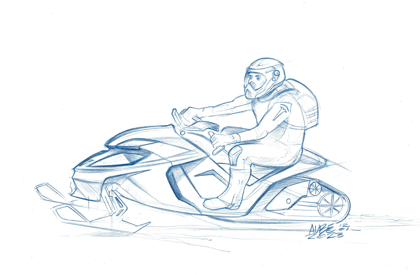 Blizzard BRP concept Drawing  felt pen feutre motoneige sketch ski-doo snowmobile