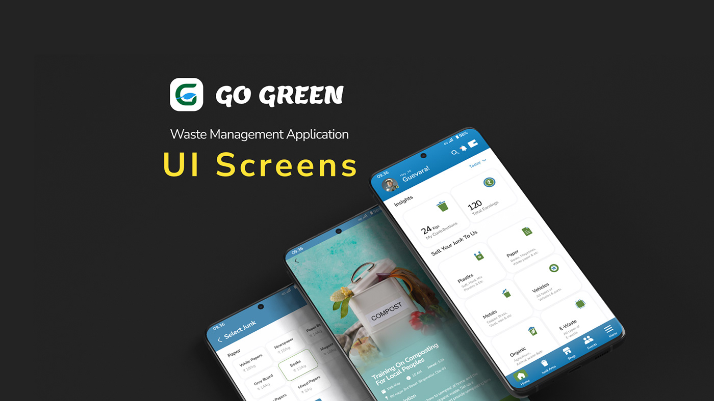 UI/UX ui design UI Screen UI Screen Design Go Green recycle Sustainability environment UIScreens
