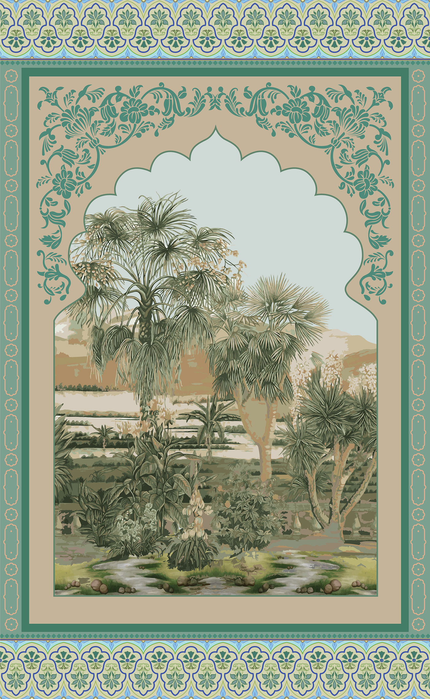 Arabesque arabic background Landscape Morocco motif mughal persian Plant