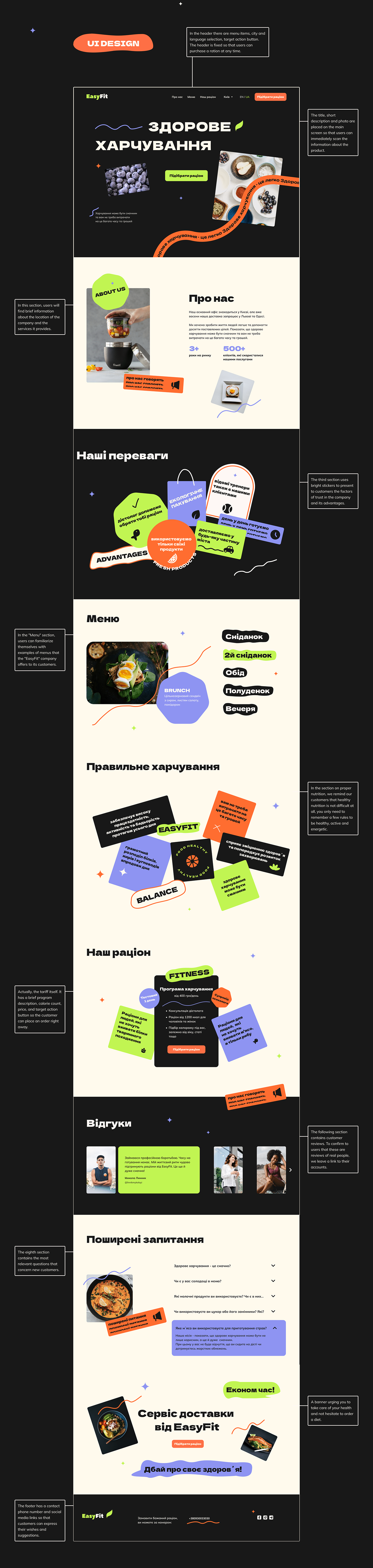 landing page UI/UX user interface ui design user experience Figma delivery healthy food menu