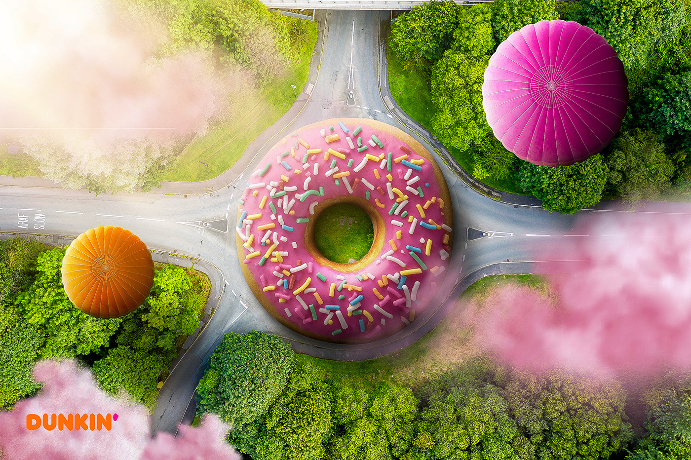 ads Advertising  artwork billboard Dunkin Donuts graphic design  social media visualization manipulation Photo Manipulation 