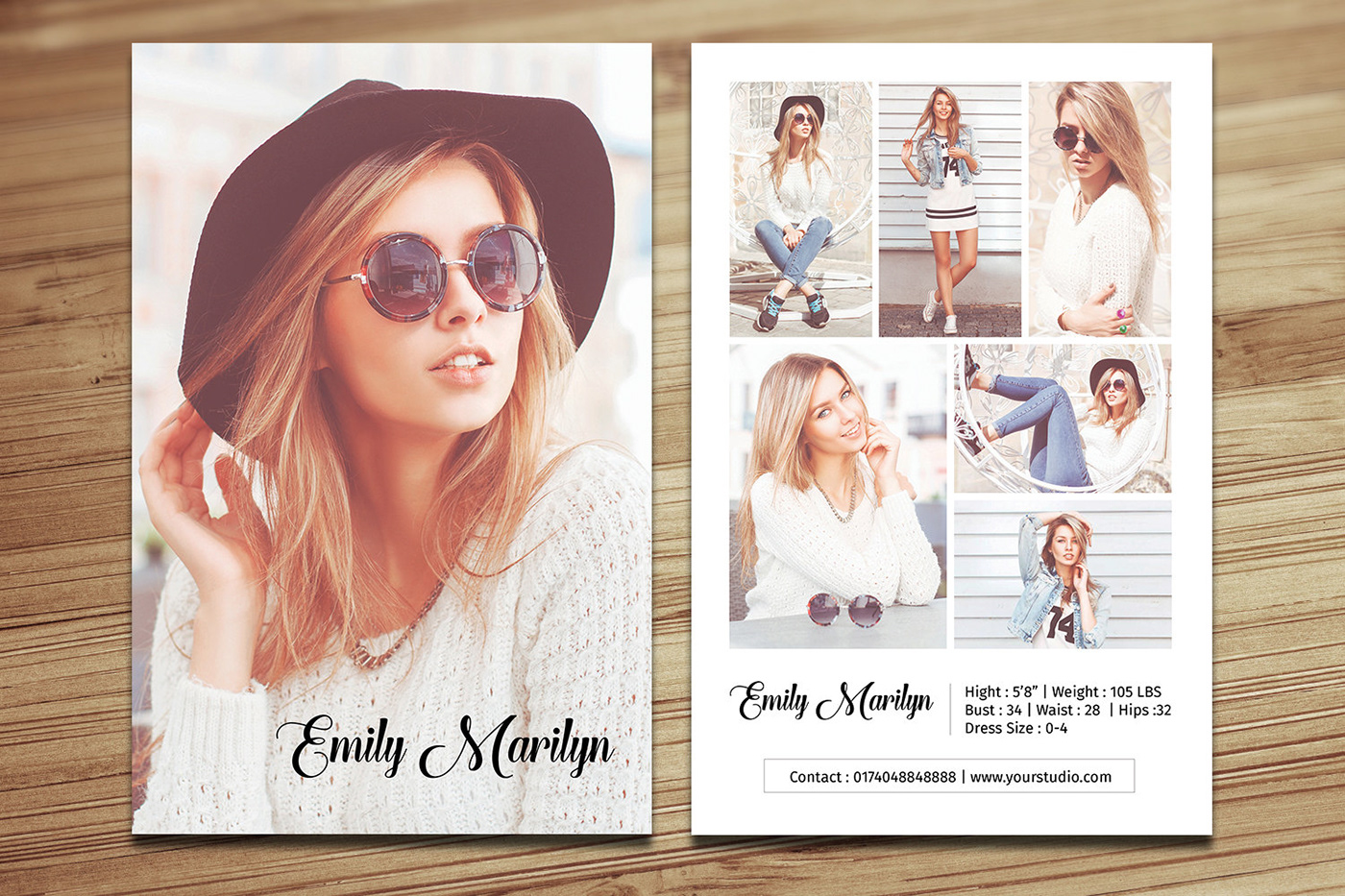 comp card ZED Card Sed Card z card Fashion  Model Agency photoshop microsoft word template