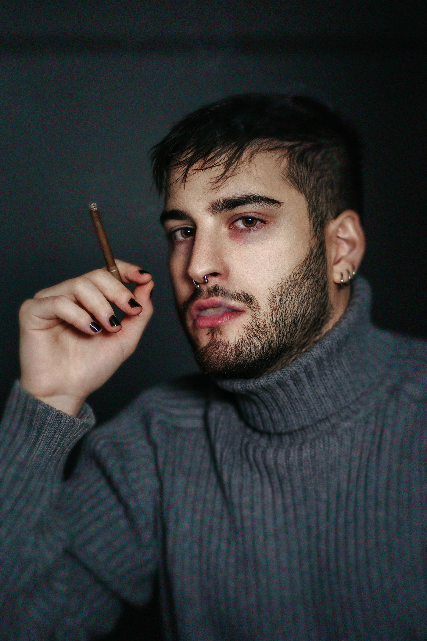 cigarette portrait redeyes winter