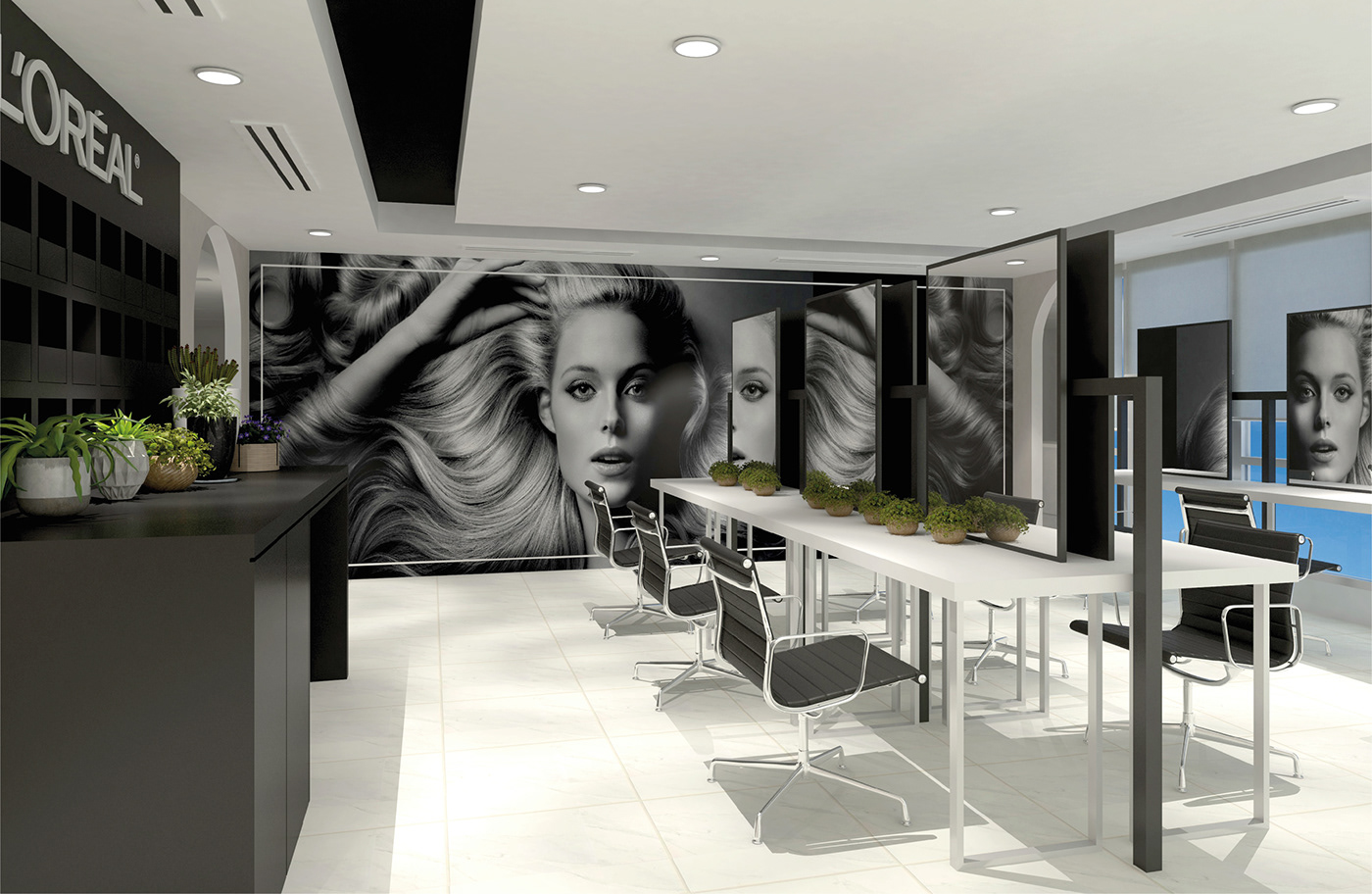 kerastase Hair Salon 3D Rendering Interior Layout 3dmax design beauty launch product