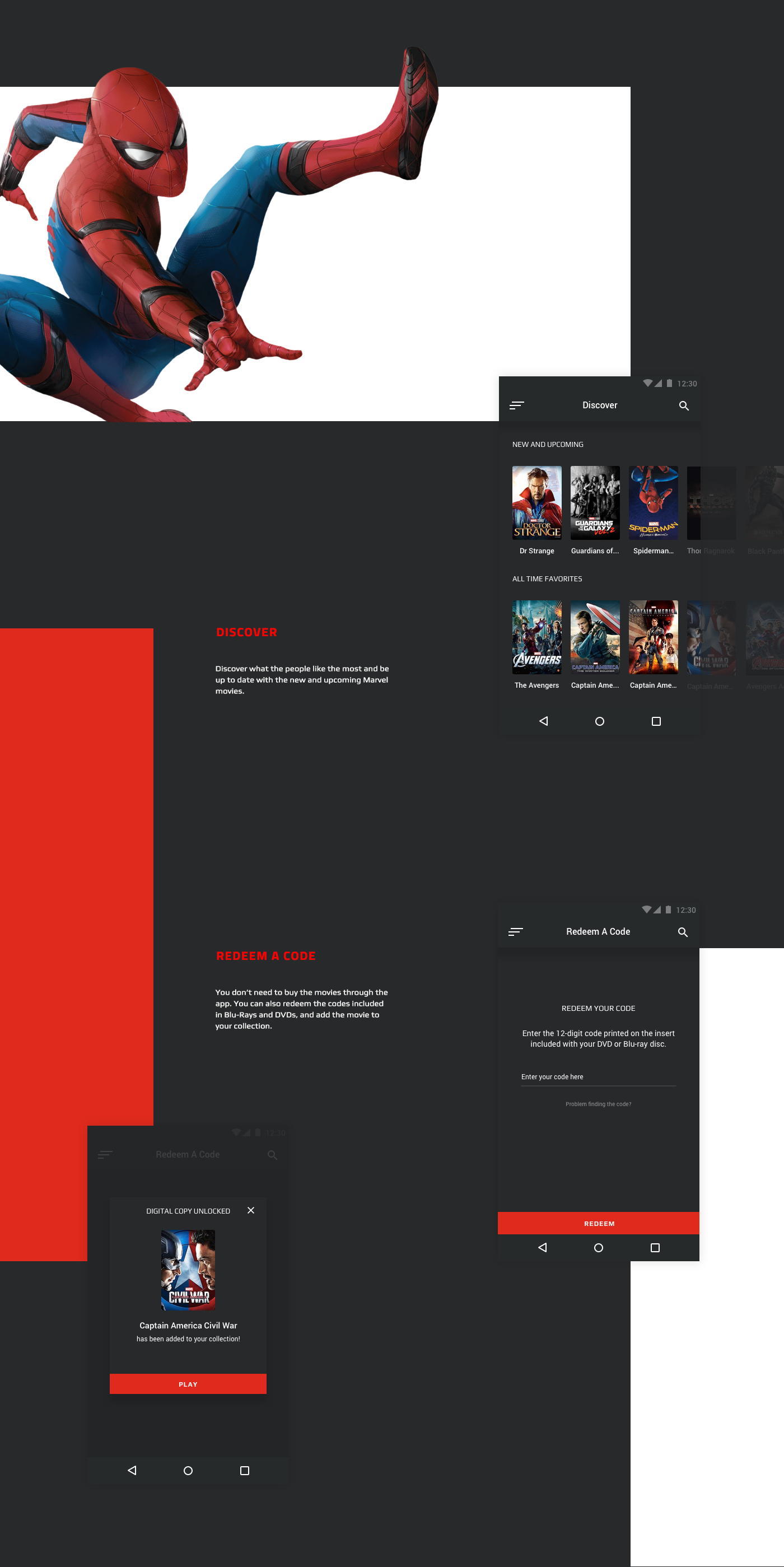 marvel Movies mobile app Interface ux UI android user experience
