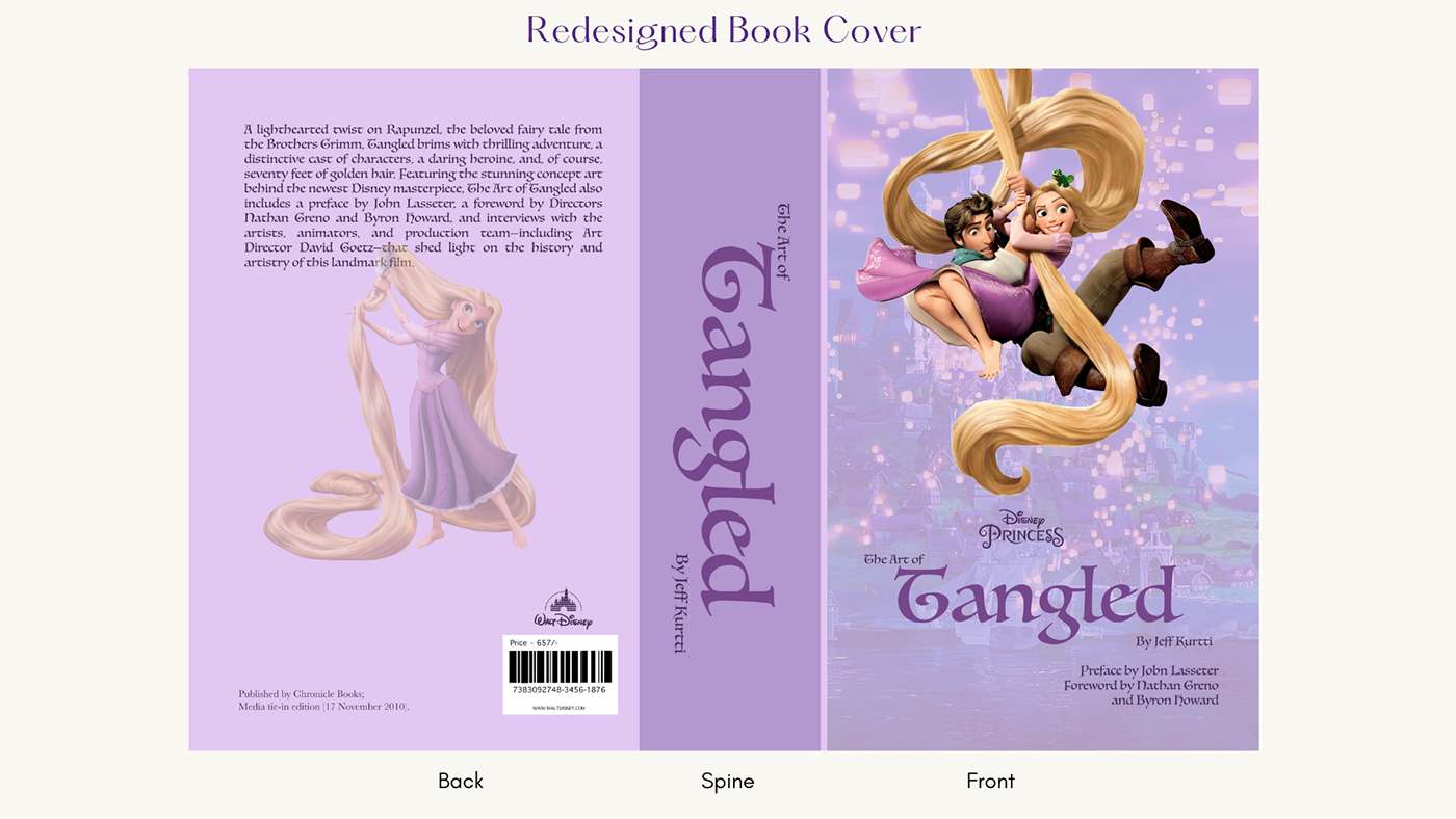 book cover book design disney Layout photoshop rapunzel redesigning tangled
