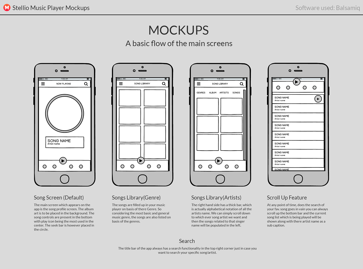 Music Player UI UX design app design ui design App screens app redesign mockups wireframes