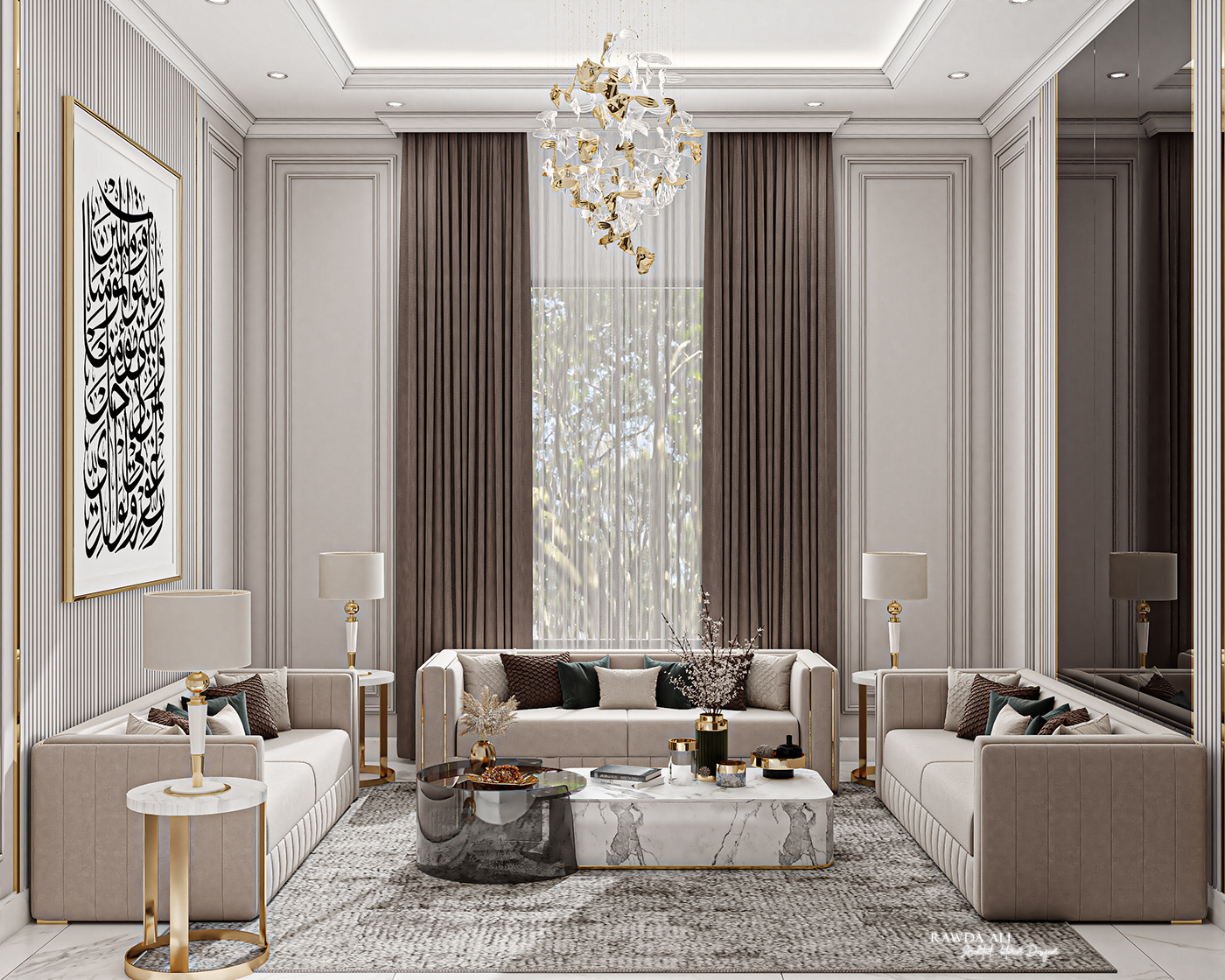 interior design  Render visualization 3D 3ds max NEWCLASSIC new year KSA Villa KSA projects Newclassic Reception