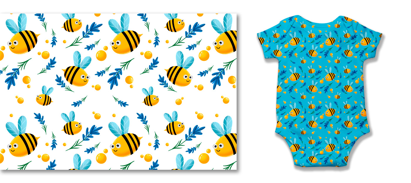 bee bees yellow ILLUSTRATION  illustration bees ILLUSTRATION PATTERNS pattern Pattern for children Pattern for clothes