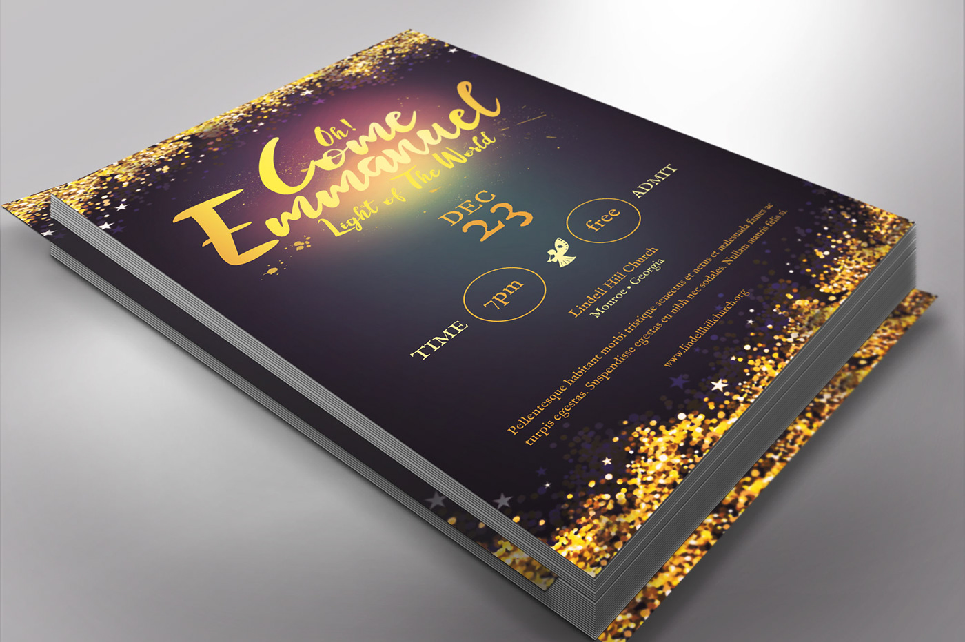 christmas flyer flyer template Xmas Invitation play pageant banquet dinner Concert Party dinner dance blue gold word publisher night blue yellow